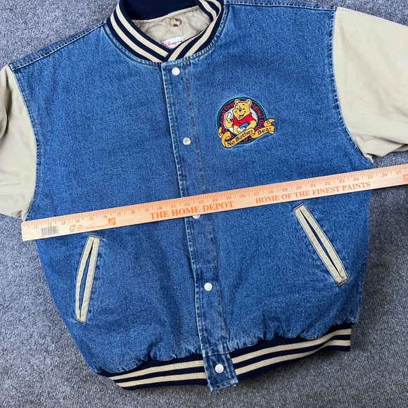 VTG Disney Winnie The Pooh Denim Varsity Jacket Mens L XXXTentacion Cartoon 90s - Picture 8 of 9